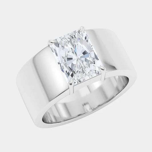 RADIANT CUT DIAMOND CIGAR RING 18 white gold 1ct